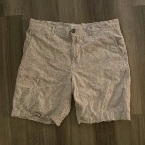 Men’s Grey/White Linen/Cotton shorts (Men’s 34 W)